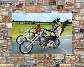 Easy Rider Fonda Hopper Nicholson Harley Davdson Chopper motorcycles in Color poster print