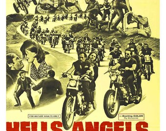 1967 Hells Angels on Wheels Vintage Motorcycle Movie Poster Print