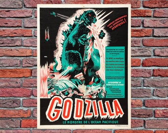 1956 Godzilla vintage monster movie poster print French