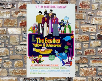 1968 Yellow Submarine The Beatles vintage movie poster print