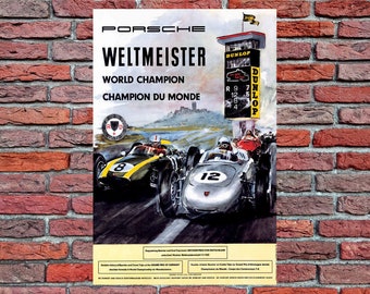 Vintage 1960 Grand Prix of Germany auto racing poster print