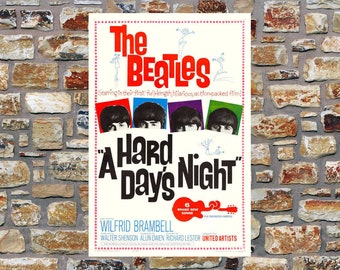 1964 A Hard Day's Night The Beatles vintage movie poster print