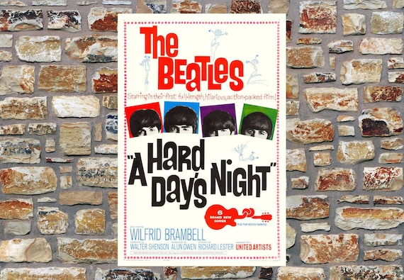 1964 A Hard Day's Night the Beatles Vintage Movie Poster Print - Etsy