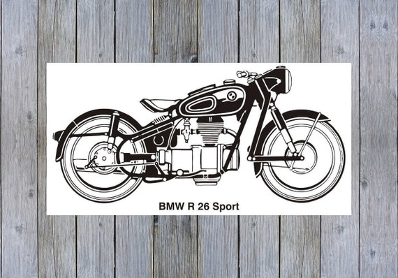 Vintage Bmw R26 Sport Motorcycle Art Poster Print Etsy