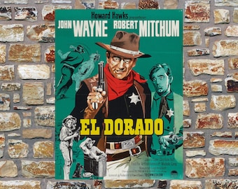1966 El Dorado with John Wayne Danish vintage western movie poster print