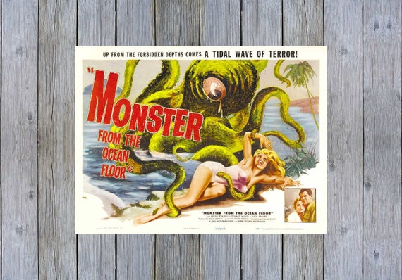 1954 Monster From The Ocean Floor Vintage Movie Poster Print