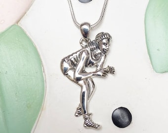 In Her Stance Charm Necklace: Female Wrestling Jewelry