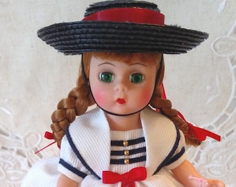 Bon Voyage Little Miss Magnin, LE, Madame Alexander, Muñeca de 8", Solo 1993, Oso, Estuche de viaje, Caja, Etiqueta de muñeca, Papeleo