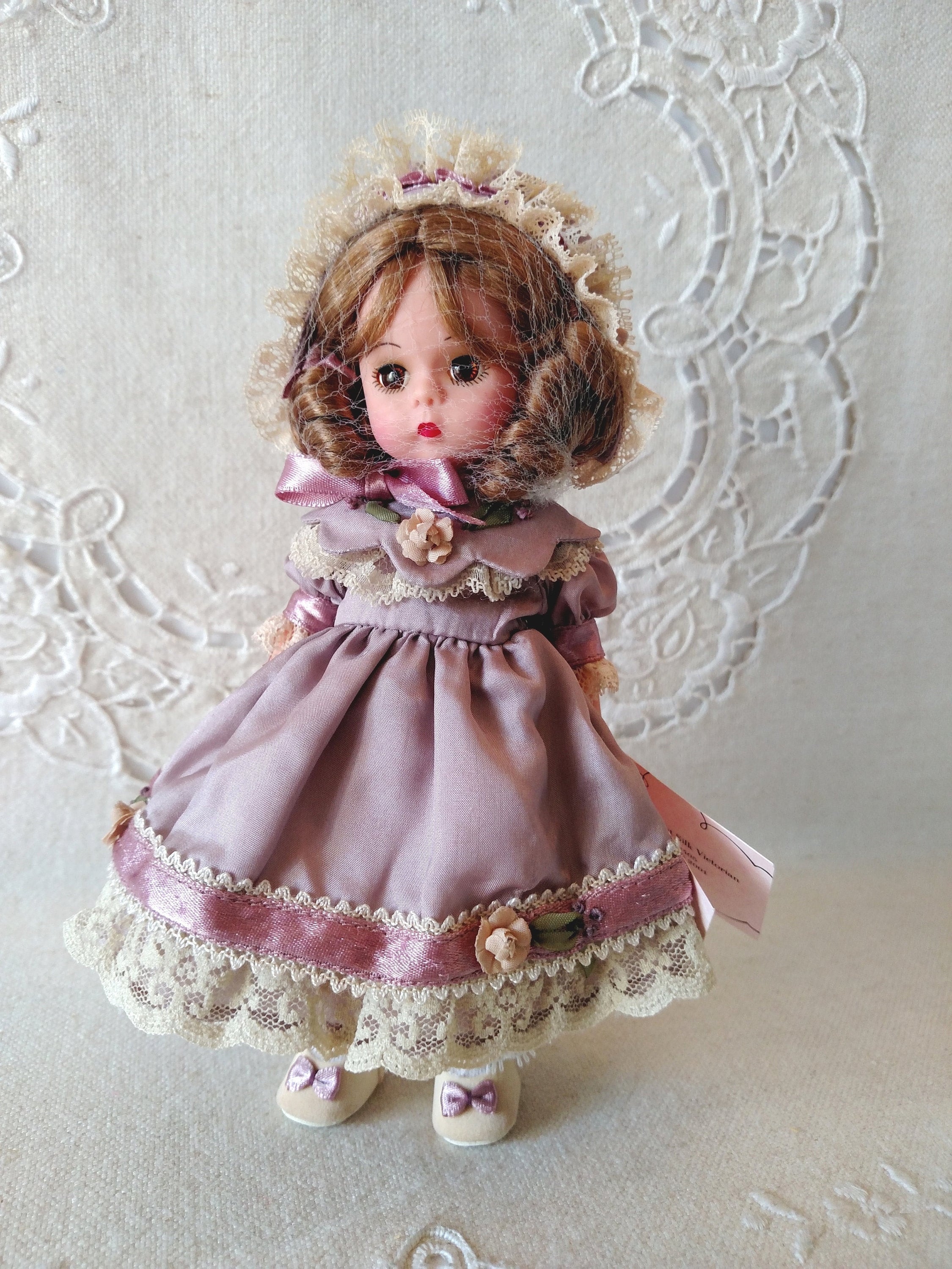 Vintage Violet Silk Victorian, NRFB, Madame Alexander, Silk