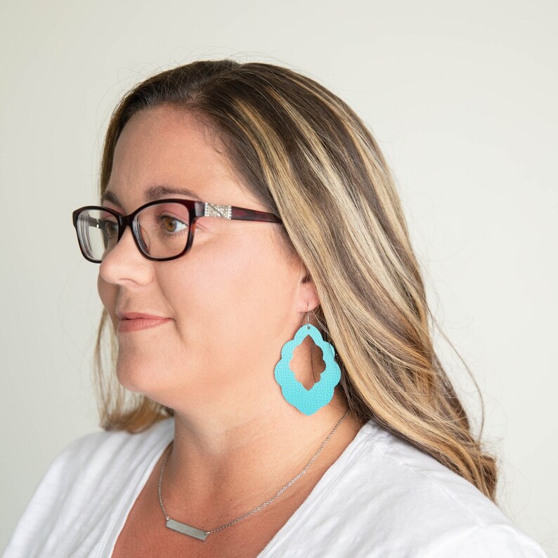 Turquoise Cut-Out Leather Earrings