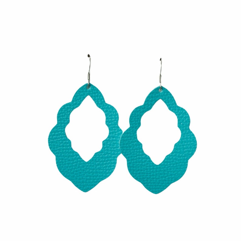 Turquoise Cut-Out Leather Earrings