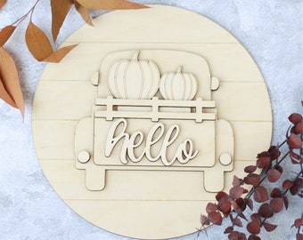 Interchangeable Vintage Truck Welcome Sign - Seasonal Decor, Holiday Crafts - Rustic Home Entryway Accent