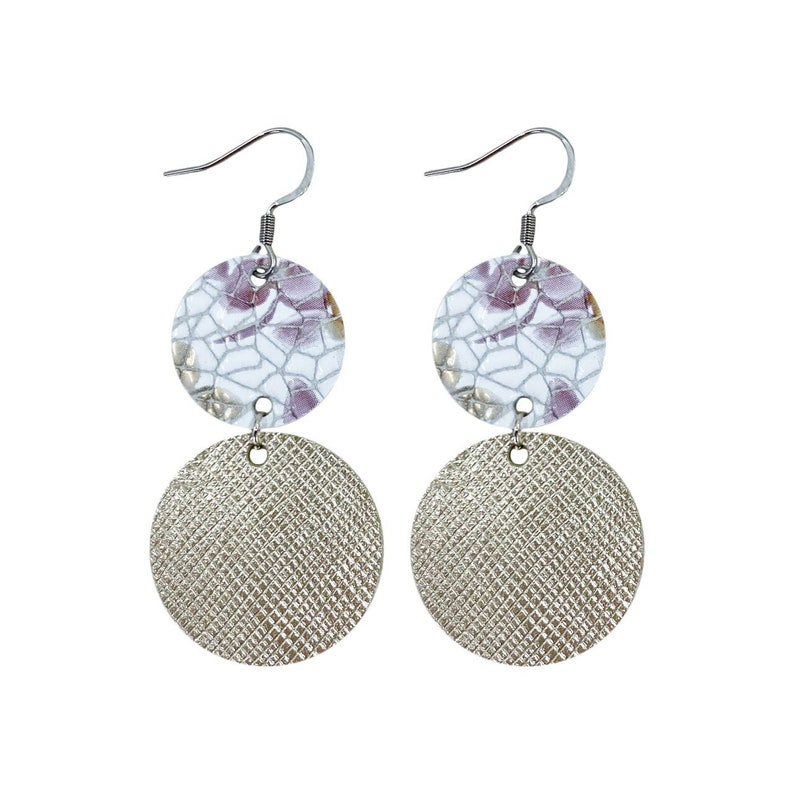 Lilac Drop Leather Earring