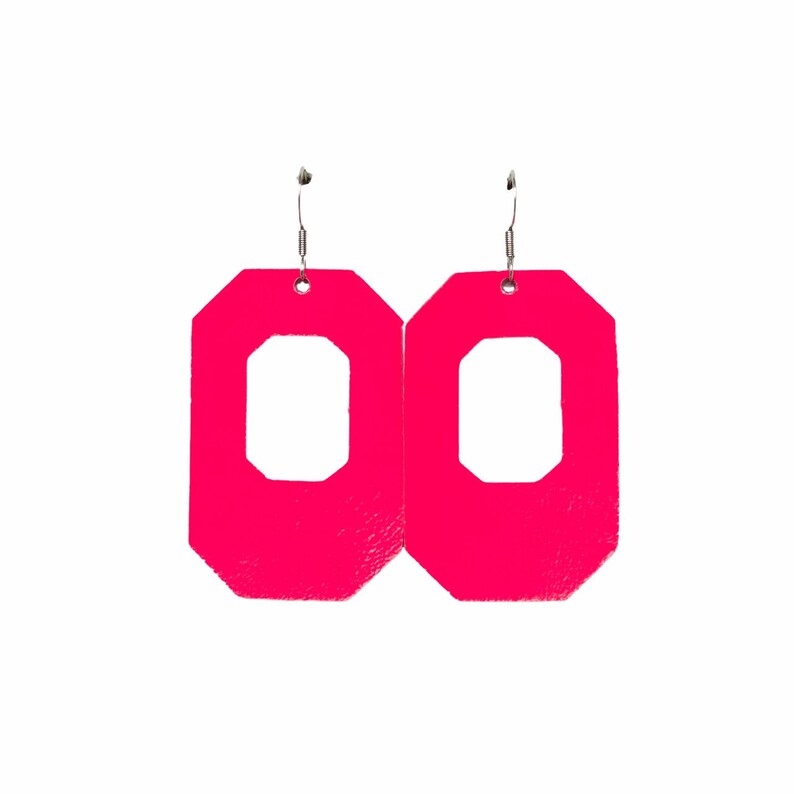 Neon Pink New York Leather Earring