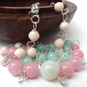 1930s Art deco repurposed pastel glass necklace, glass 1930s repurposed necklace, antique glass necklace, for a gift, for her, for women