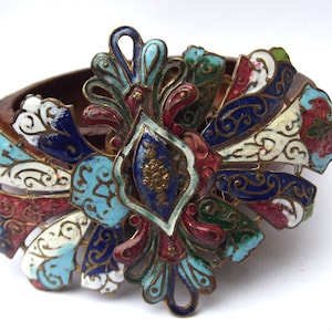 1910 Art deco flower enamel full buckle, enamelled Art deco flower buckle, Art deco colourful enamel, for a collector, for a birthday gift