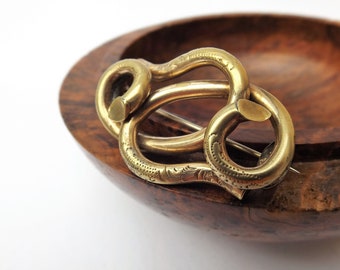 1800 Victorian brass love knot brooch pin, brass knot pin brooch, engraved love knot pin, for a wedding, for a gift, bridal gift