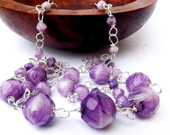 1930s Purple Swirl Glass Necklace Antique Art Deco jewellery