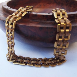 1930 Art deco platte koperen schakelarmband, koperen schakelarmband, messing Art deco-armband, art-deco schakelarmband, voor een verzamelaar, voor haar