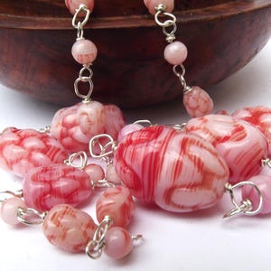 1930s Art deco repurposed pink glass necklace, antique 1930s pink glass  necklace, Art deco pink glass necklace,  for a gift, for mum