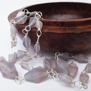 jaren 1930 art deco hergebruikte mauve matglazen ketting, mauve antiek matglas, glazen ketting mauve, voor een verjaardag, verjaardag voor haar