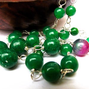 1930s Art deco rich repurposed green watermelon glass necklace, antique green glass necklace, 1930s repurposed green necklace for a gift