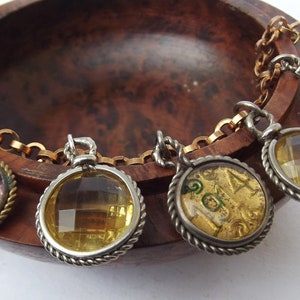 1910-1920s Art deco repurposed fob charm bracelet, antique charm bracelet, glass charm bracelet, charm Art deco bracelet, gift