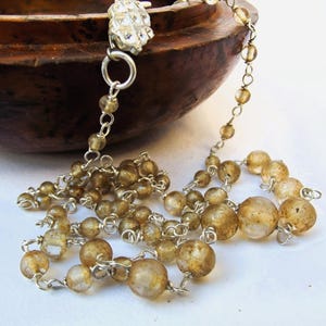 1930s Art deco repurposed glass graduated necklace, repurposed gold glass necklace, Art deco antique glass necklace, for a gift, for women