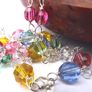 1920s Art deco repurposed pastel colour glass necklace, pastel faceted glass necklace, glass crystal necklace, for a gift, for her, for mum