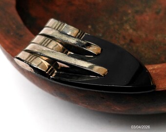 1920-tals svart silverfärgad glasklänningsspänne antik accessoar art déco-smycken