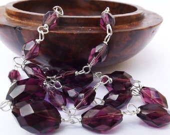 1930s Purple Glass Necklace, Antique Jewellery, Art Deco Necklace