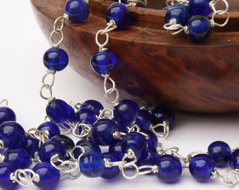 Halsketting van hergebruikt blauw glas in Art Deco-stijl uit de jaren 1930, antieke sieraden