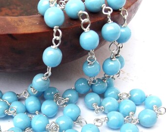 1930s Art Deco Pale Blue Glass Repurposed Necklace Antique Jewellery