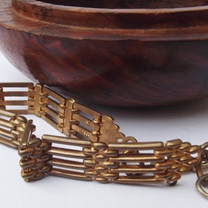Art deco-poort messing armband jaren 1930, messing armband jaren 1930, messing gestempelde patentarmband, voor een verzamelaar, voor een cadeau