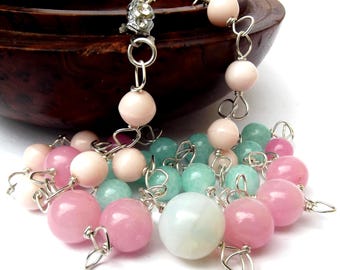 1930s Pastel Glass Necklace Antique Art Deco Jewellery