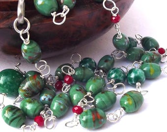 1930s Art Deco Green Glass Repurposed Necklace Antique Jewellery