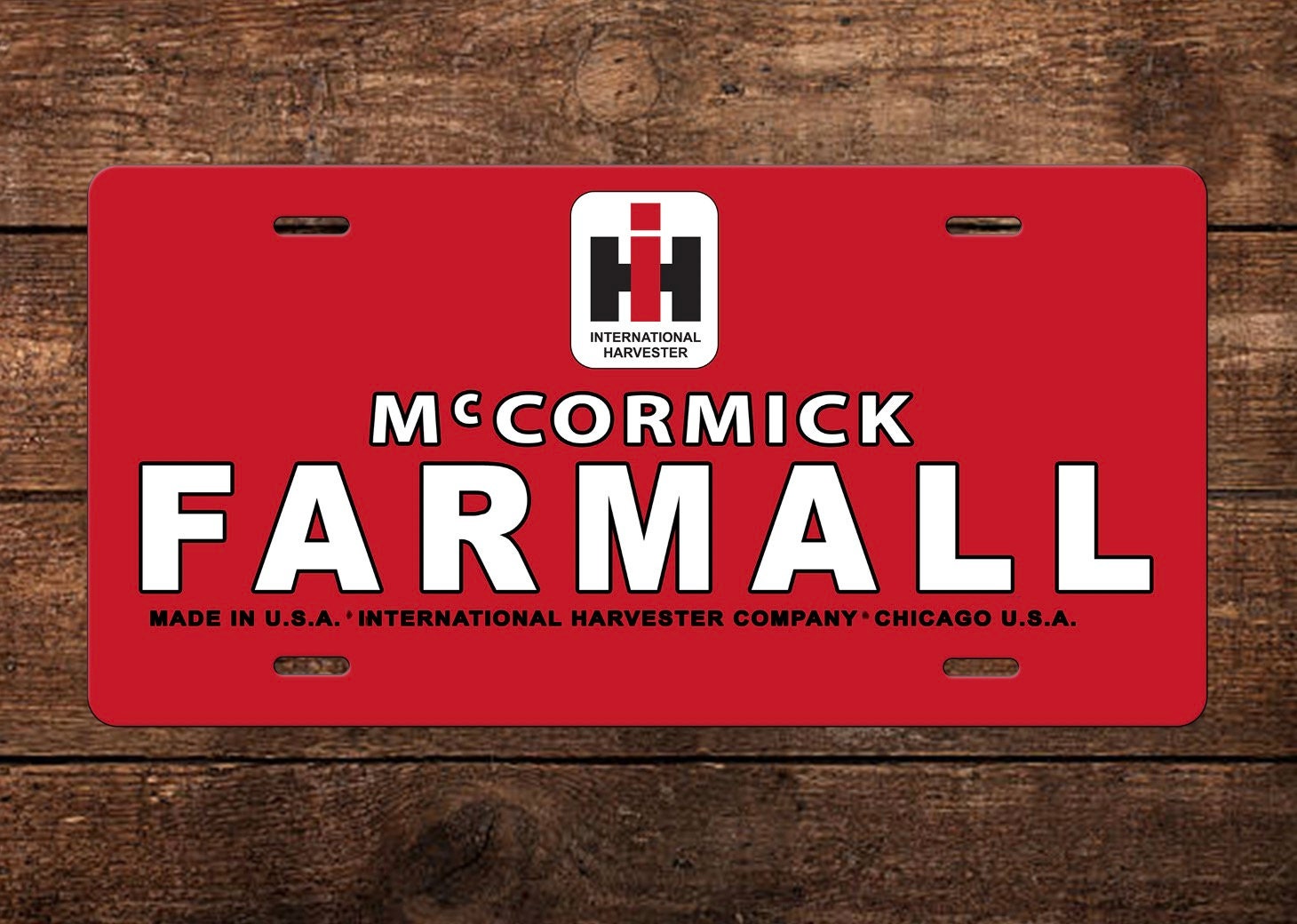McCormick Chrome And Red Enamel Tractor Badge