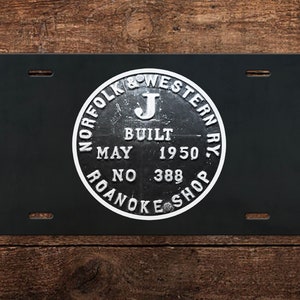 N&W Class J 611 Builder&#39;s Plate License Plate