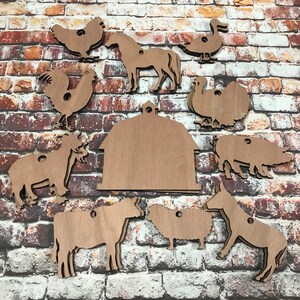 farmhouse ornaments unfinished set of 22