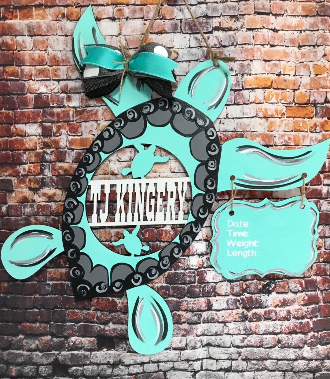 Turtle Baby Door Hanger Etsy