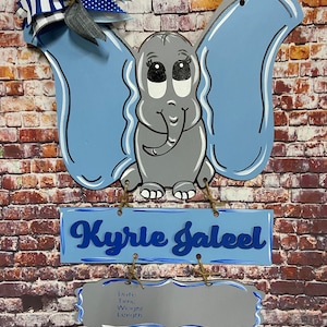 Elephant baby boy hospital door hanger