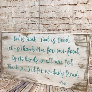 24x17 God is great prayer, inspirational, rustic, vintage, farmhouse, gift ideas, Christmas, housewarming,holidays image 3