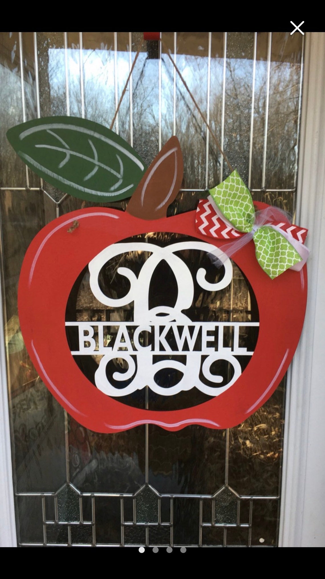 Apple Door Hanger Teacher Gift Door Hanger Monogram Etsy