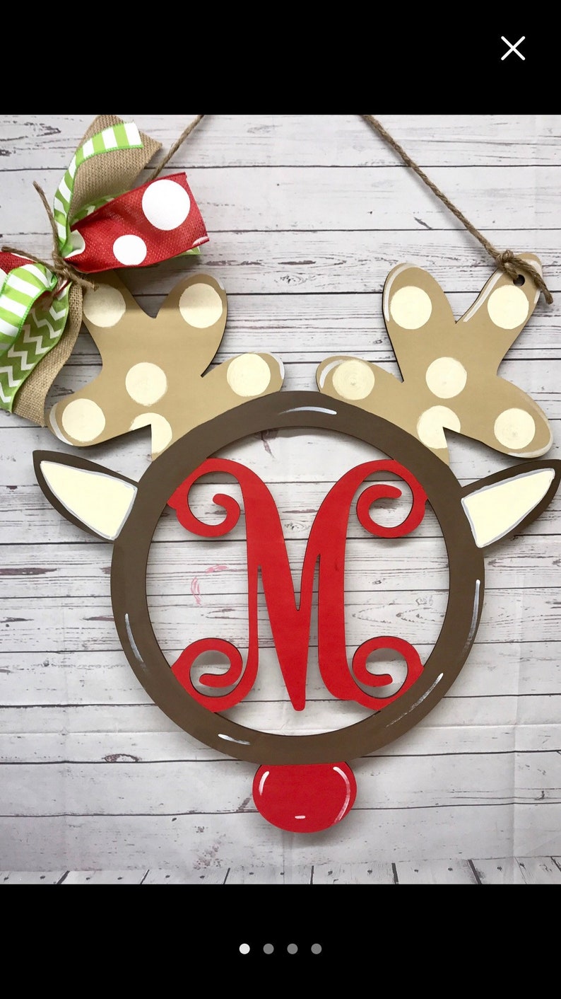 Monogramed reinder door hanger