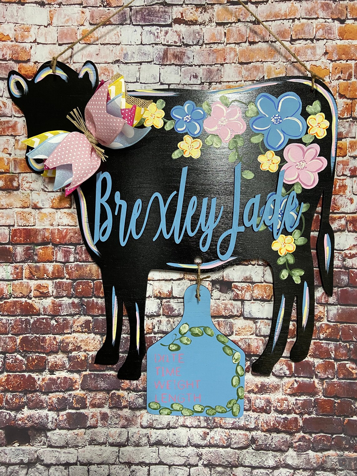 Cow baby door hanger hospital door hanger birth stats Etsy