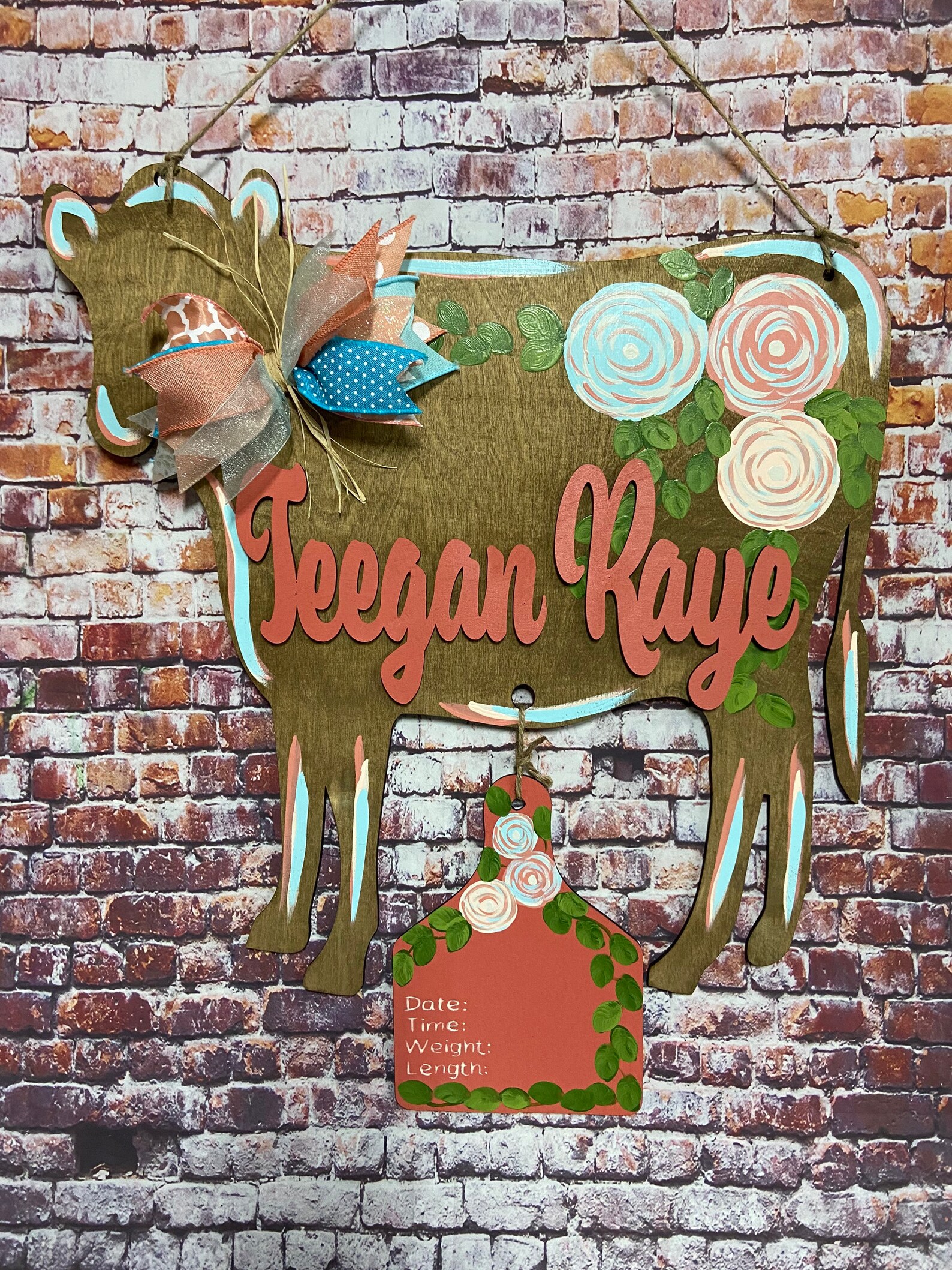 Cow baby door hanger hospital door hanger birth stats Etsy