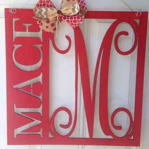 Square monogram door hanger