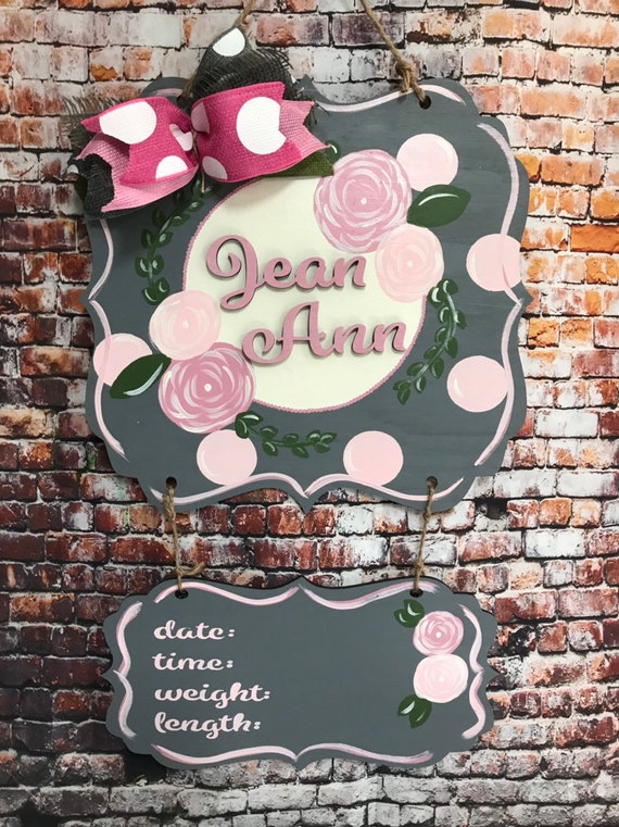 Baby Door Hanger Hospital Announcement Nursery Gift Ideas Personalized