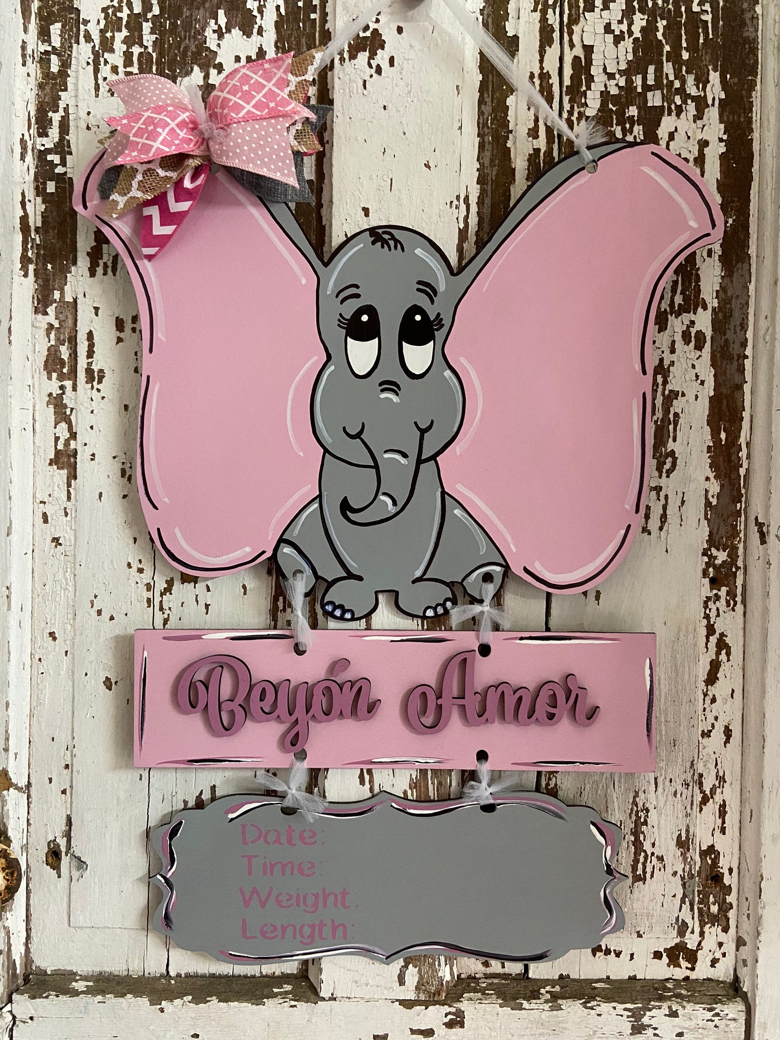 Elephant Baby Girl Hospital Door Hanger Etsy