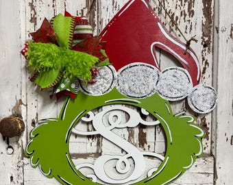 Grinchmas Christmas Door Hanger: Holiday Home Decor 23”x 22”